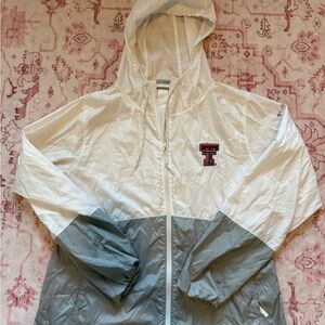 Texas Tech White and Gray Hooded Windbreaker